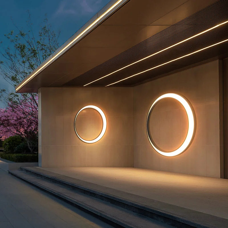 Modern Outdoor LED Wall Light - Waterproof IP65 - 110V/220V - 24W - Round Moon Design - Villa Garden Terrace