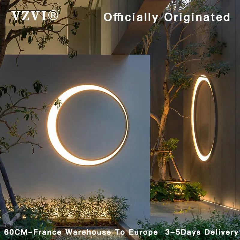 Modern Outdoor LED Wall Light - Waterproof IP65 - 110V/220V - 24W - Round Moon Design - Villa Garden Terrace